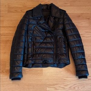 NWOT black leather jacket, very warm